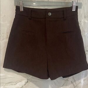 High Waist Brown Corduroy Shorts